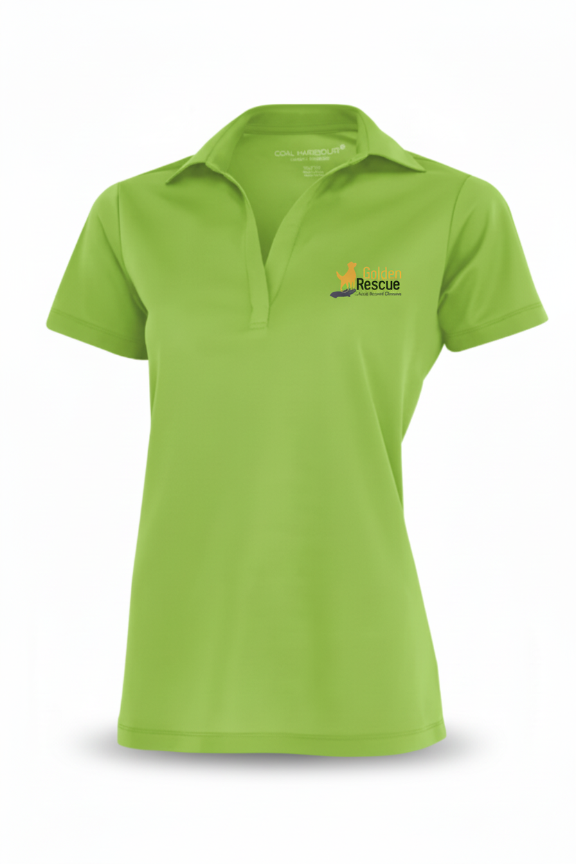 Lime Golf Shirt with Golden Rescue Logo