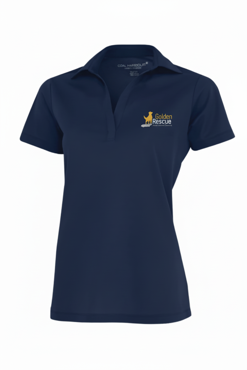 Navy Golf Shirt with Golden Rescue Logo