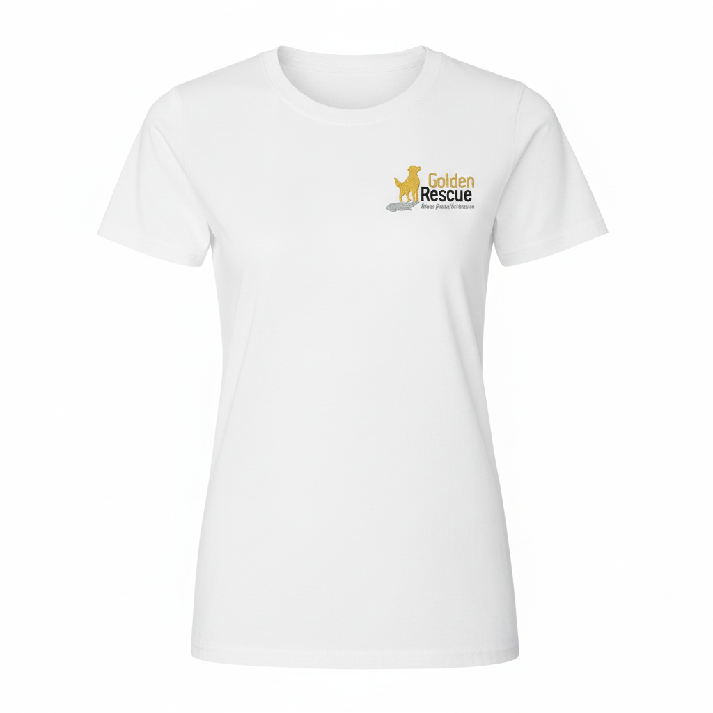 White Ladies T-shirt with Golden Rescue Logo