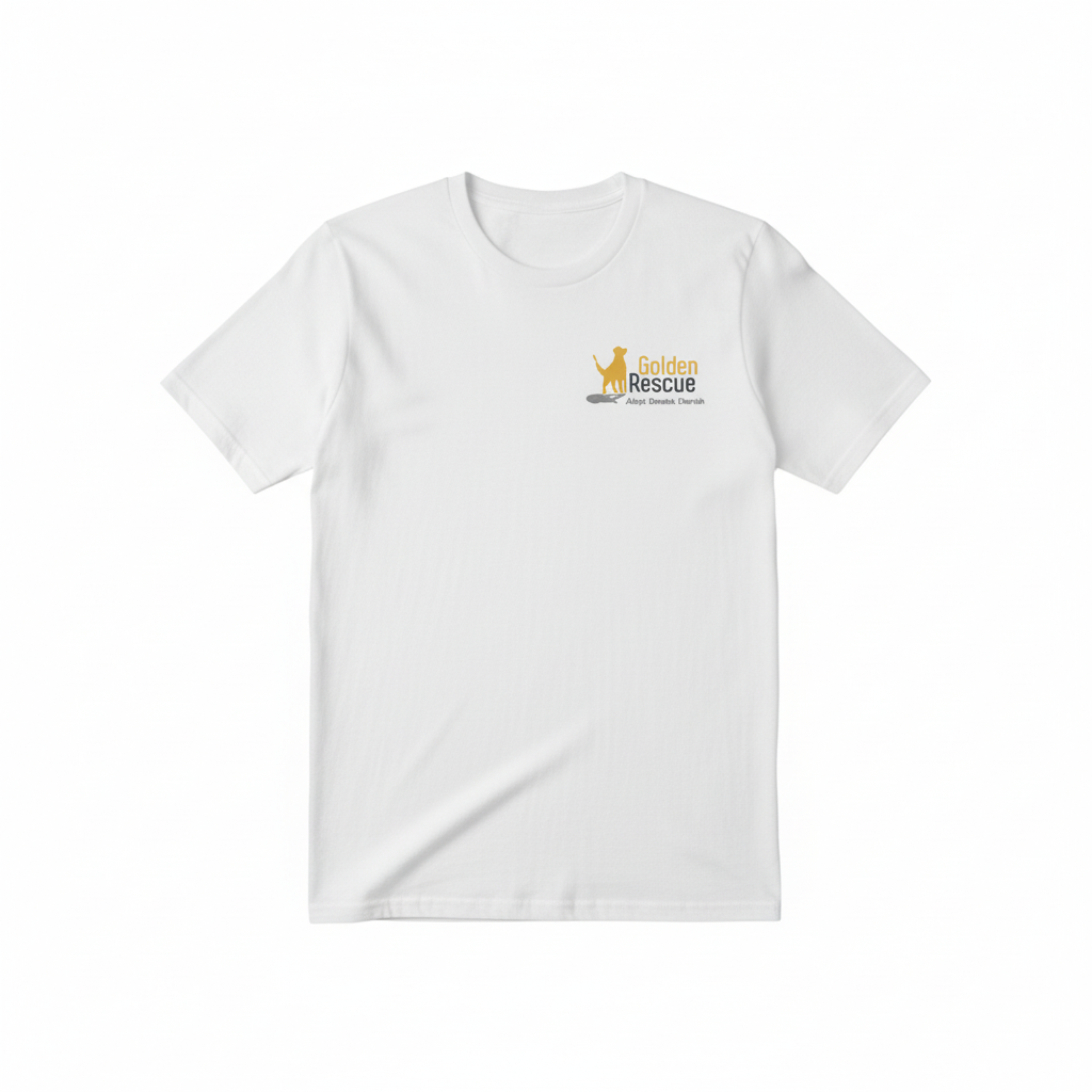 White T-shirt with Golden Rescue logo